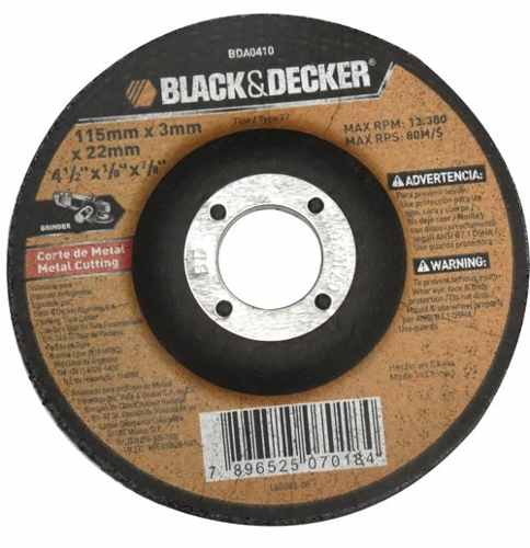 Disco Abrasivo Para Metal 115-3-22mm Bda 410 Black & Decker