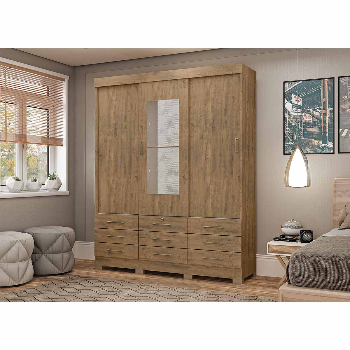 Somos Reyes | Mueble Armario Closet Ropero Espejo Puertas Doble Vista Café