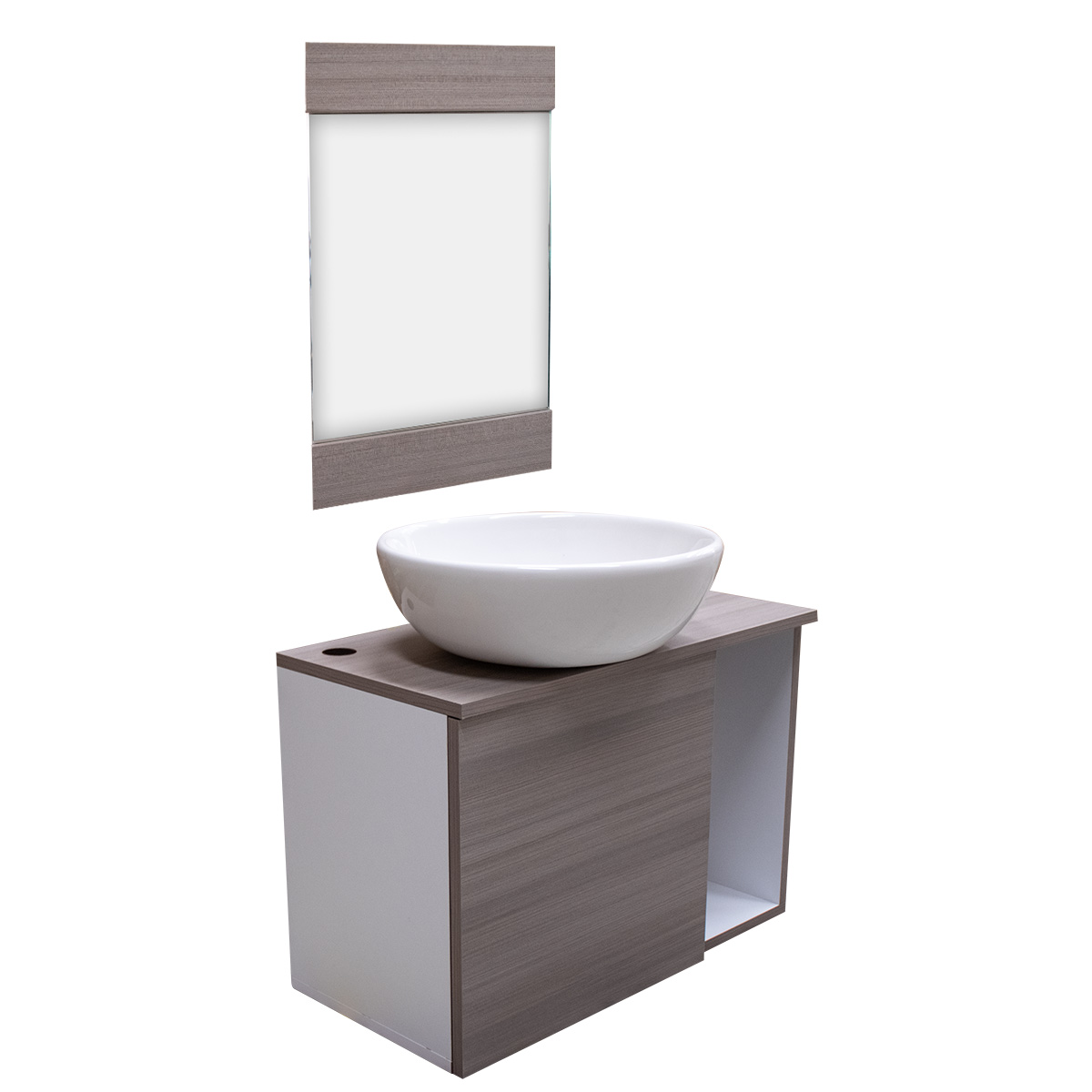 Mueble Para Baño Canela Gabinete Organizador Lavabo + Espejo