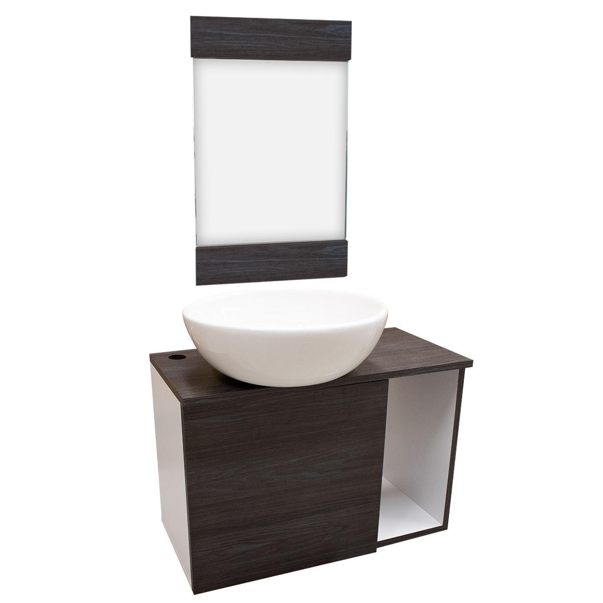 Mueble Para Baño Marron Gabinete Organizador Lavabo + Espejo
