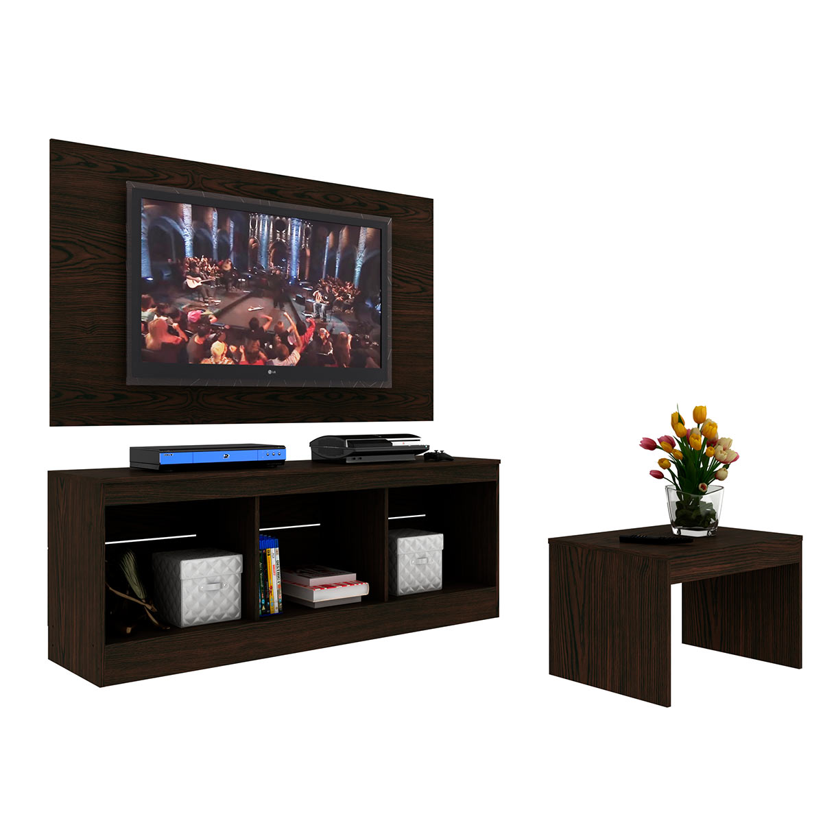 Mueble Para Tv Modular Repisas + Mesa De Centro Juego Sala