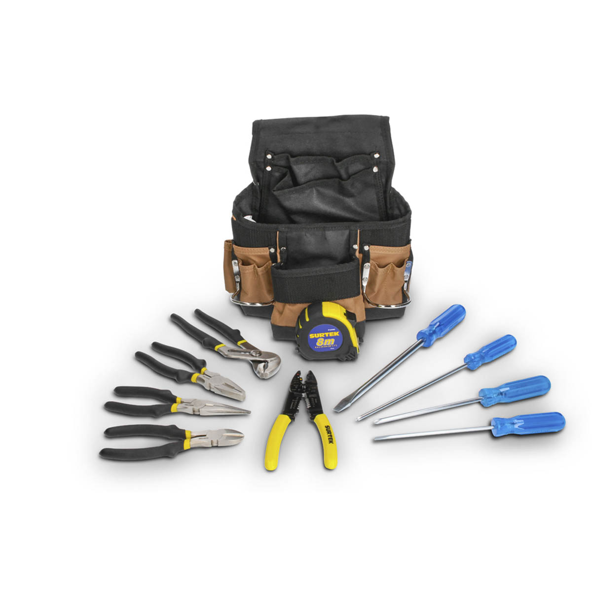 Porta herramientas + Destornilladores + Pinzas + Flexometro