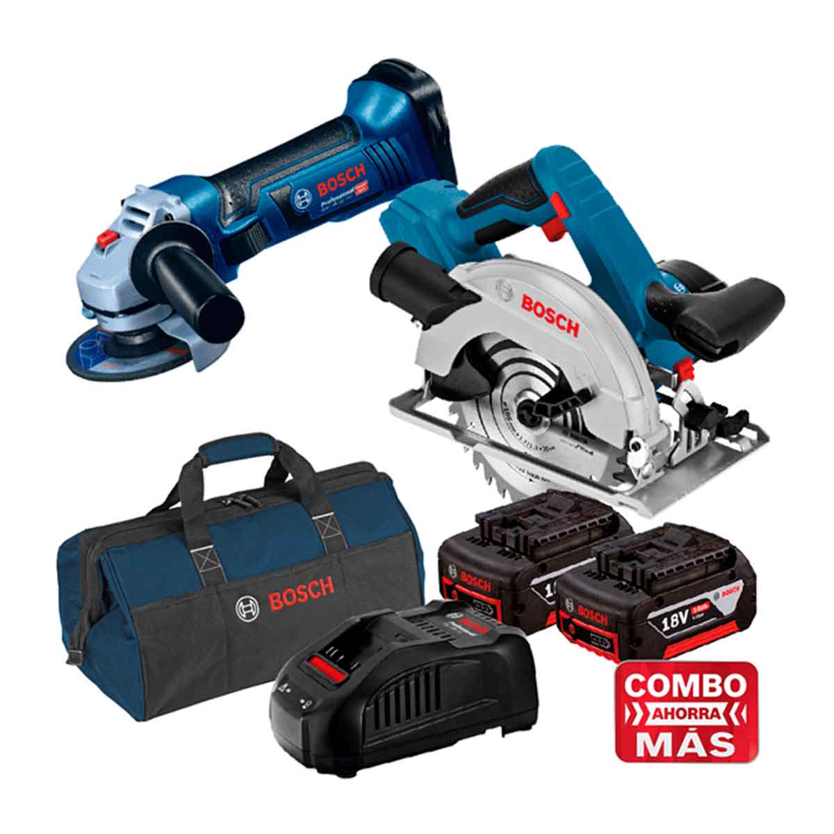 Somos Reyes | Sierra Circular + Esmeril + 2 Baterias Cargador Maleta Bosch