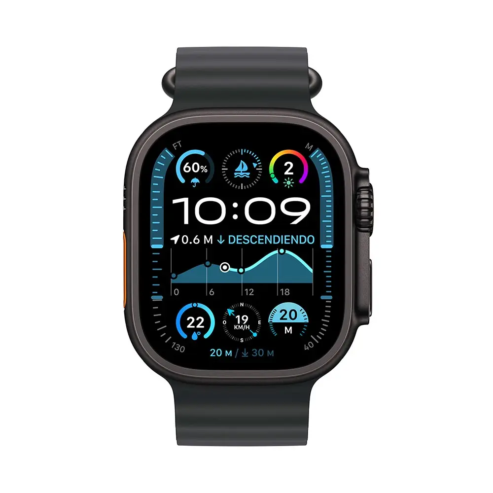 Apple Watch Ultra 2 Titanio Negro con Correa Ocean Negra vista adicional