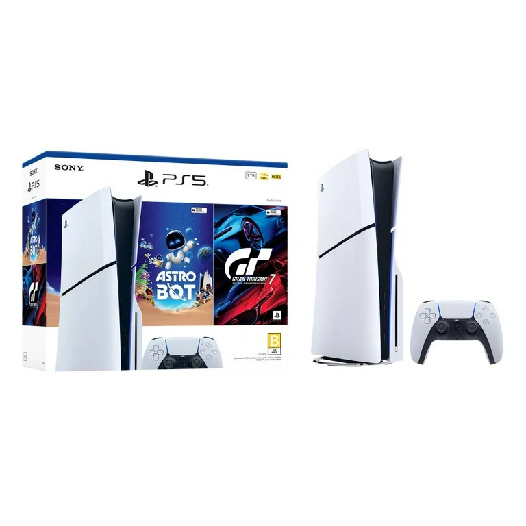 PlayStation 5 Slim Estándar 1TB con Astro Bot y Gran Turismo 7 (Juegos Físicos)